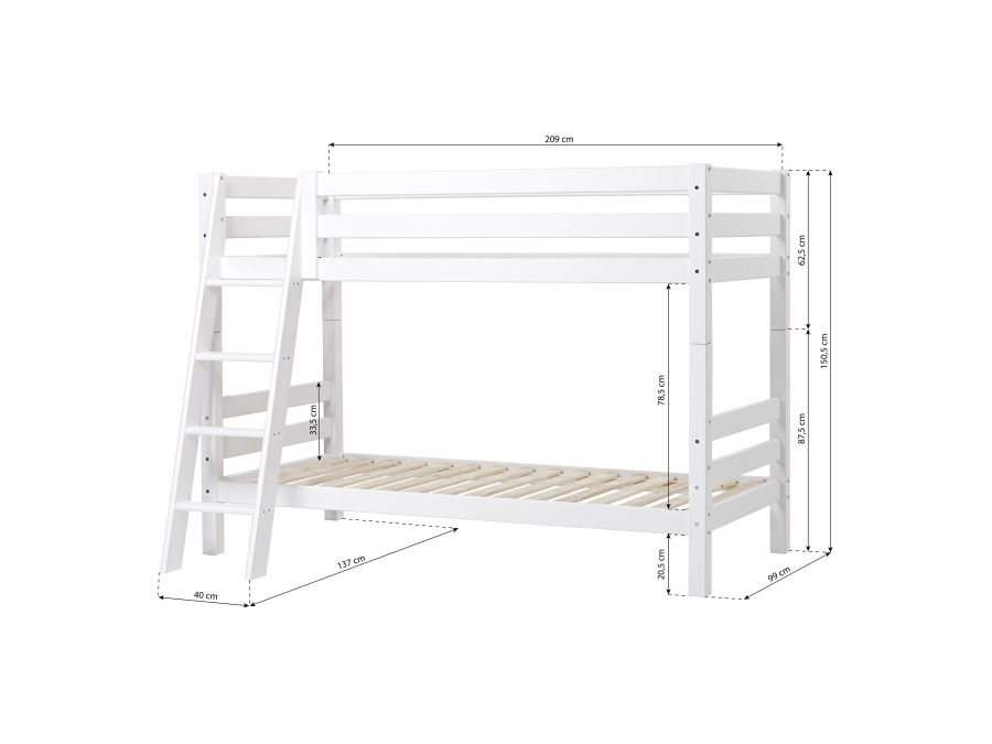 Hoppekids ECO Luxury stapelbed 90x200 - schuine ladder - Afbeelding 4