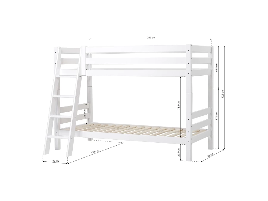 Hoppekids ECO Luxury stapelbed 90x200 - schuine ladder - Afbeelding 4