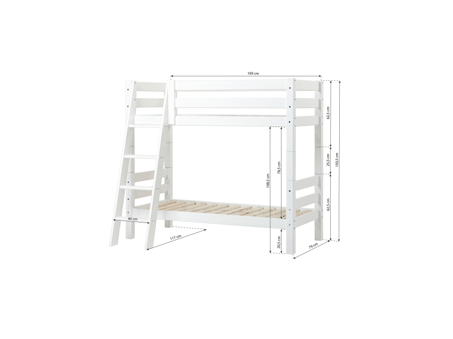 Hoppekids ECO Luxury stapelbed 70x160 - schuine ladder - Afbeelding 5