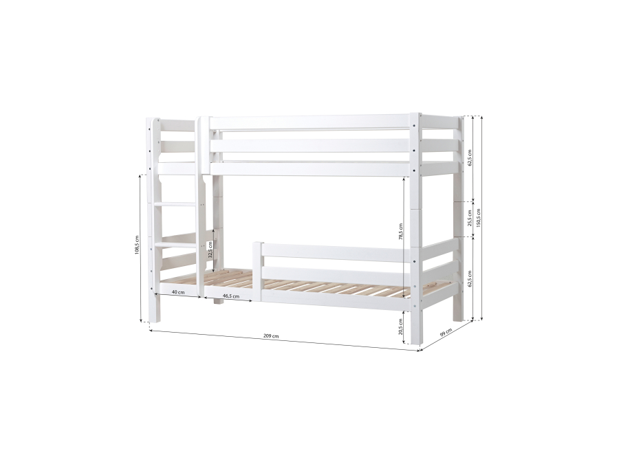 Hoppekids ECO Luxury stapelbed met uitvalbeschermer 90x200 - rechte ladder - Afbeelding 4