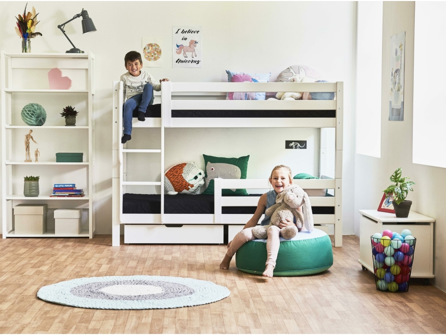 Hoppekids ECO Luxury stapelbed met uitvalbeschermer 90x200 - rechte ladder - Afbeelding 2