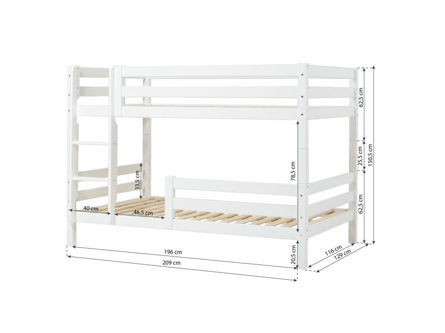 Hoppekids ECO Luxury stapelbed met uitvalbeschermer 120x200 - rechte ladder - Afbeelding 4