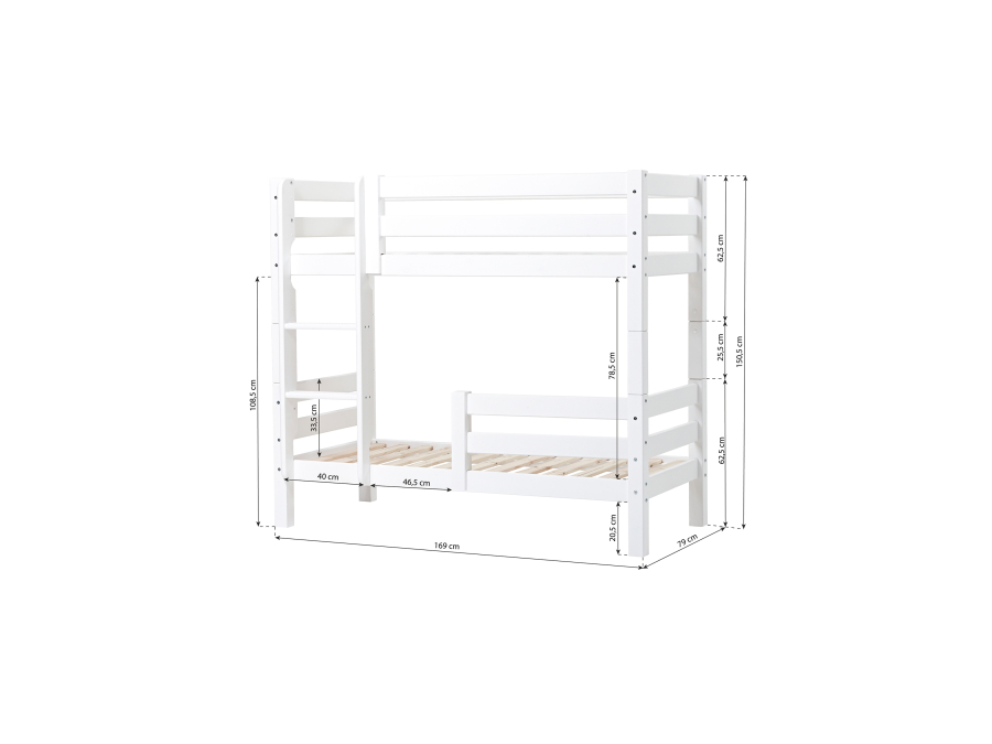 Hoppekids ECO Luxury stapelbed met uitvalbeschermer 70x160 - rechte ladder - Afbeelding 4