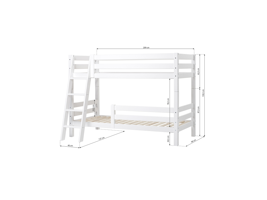 Hoppekids ECO Luxury stapelbed met uitvalbeschermer 90x200 - schuine ladder - Afbeelding 4