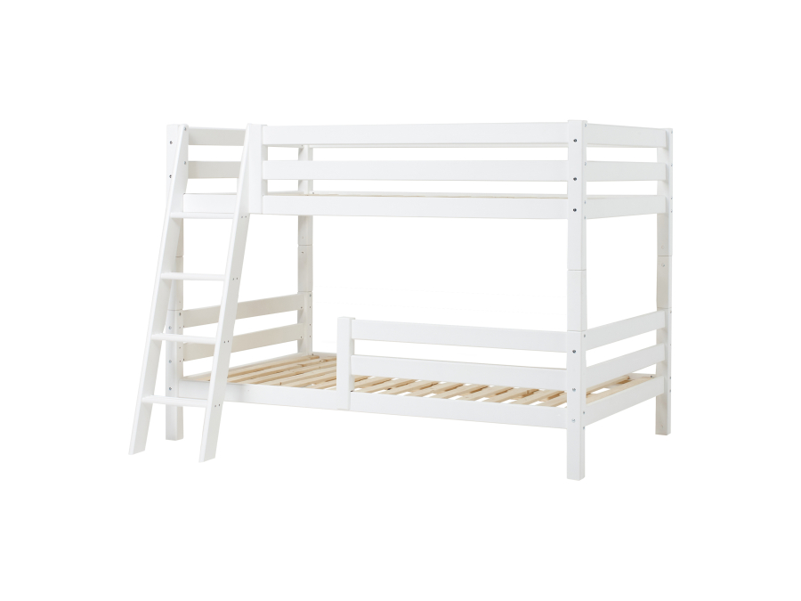 Hoppekids ECO Luxury stapelbed met uitvalbeschermer 120x200 - schuine ladder