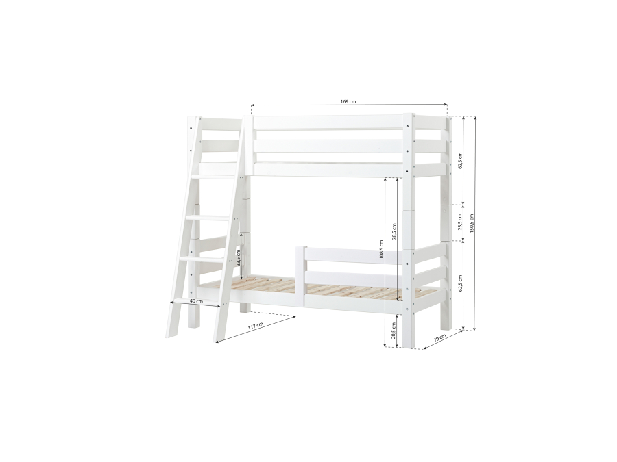 Hoppekids ECO Luxury stapelbed met uitvalbeschermer 70x160 - schuine ladder - Afbeelding 4