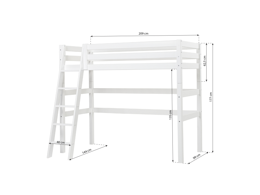 Hoppekids ECO Luxury hoogslaper 90x200 - schuine ladder - Afbeelding 8
