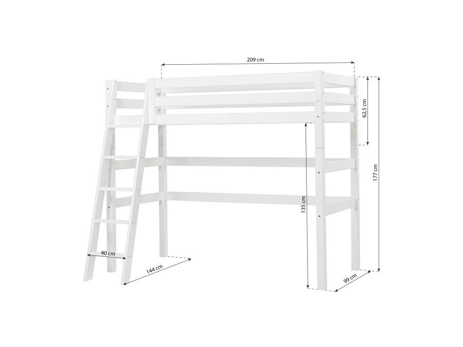Hoppekids ECO Luxury hoogslaper 90x200 - schuine ladder - luxe bodem - Afbeelding 8