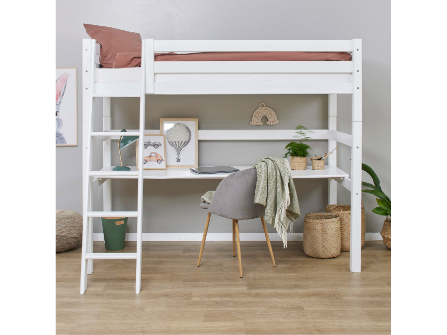 Hoppekids ECO Luxury hoogslaper met bureau 90x200  - schuine ladder - Afbeelding 6