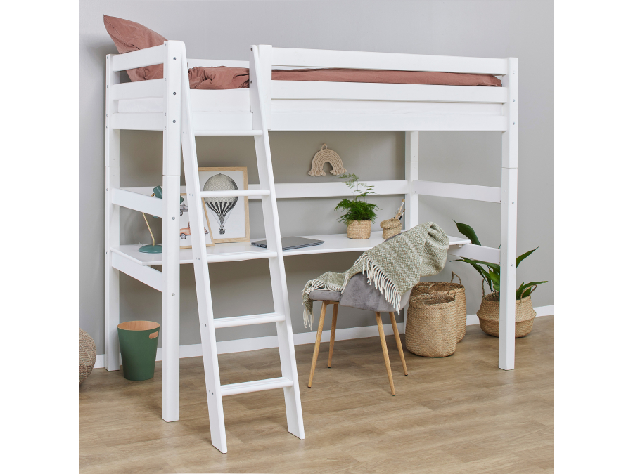 Hoppekids ECO Luxury hoogslaper met bureau 90x200  - schuine ladder - Afbeelding 2