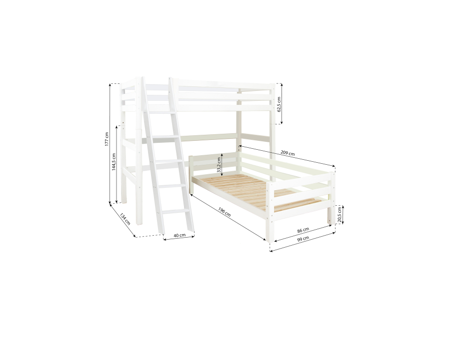 Hoppekids ECO Luxury hoekstapelbed 90x200 - schuine ladder - Afbeelding 2