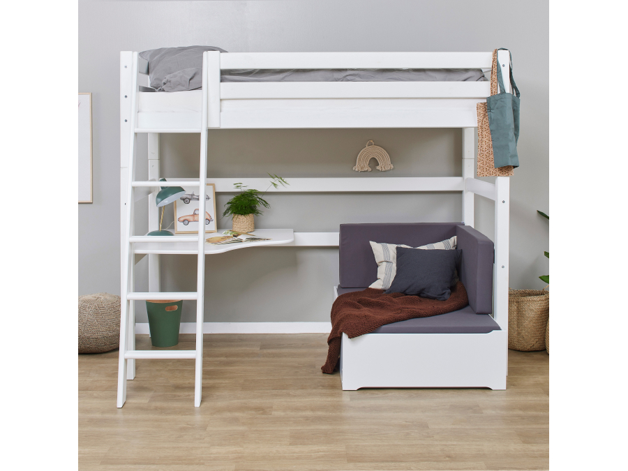 Hoppekids ECO Luxury hoogslaper met bureau en lounge 90x200 - schuine ladder - luxe bodem - Afbeelding 2