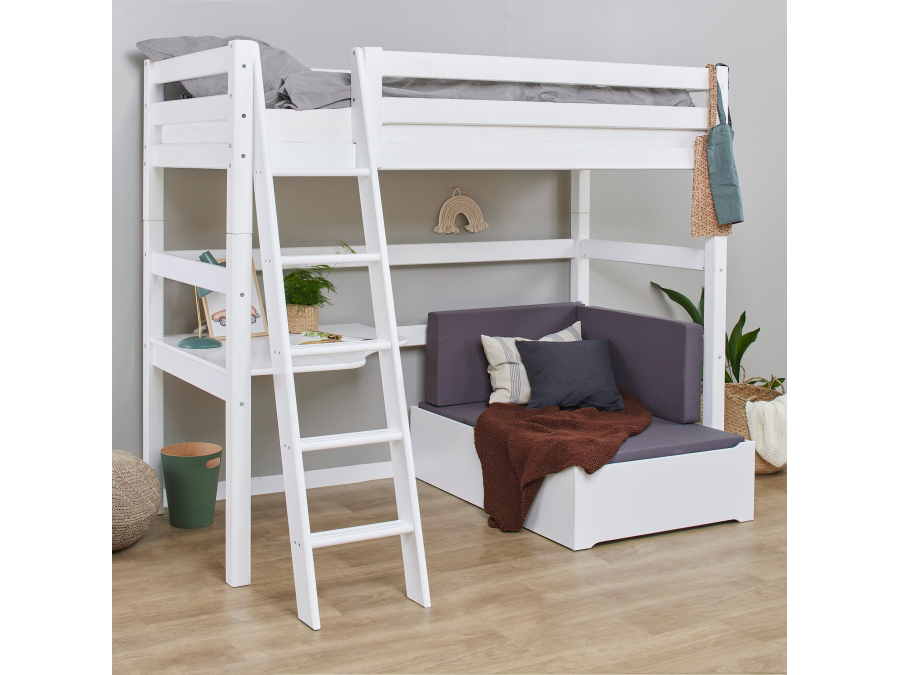 Hoppekids ECO Luxury hoogslaper met bureau en lounge 90x200 - schuine ladder - luxe bodem - Afbeelding 5