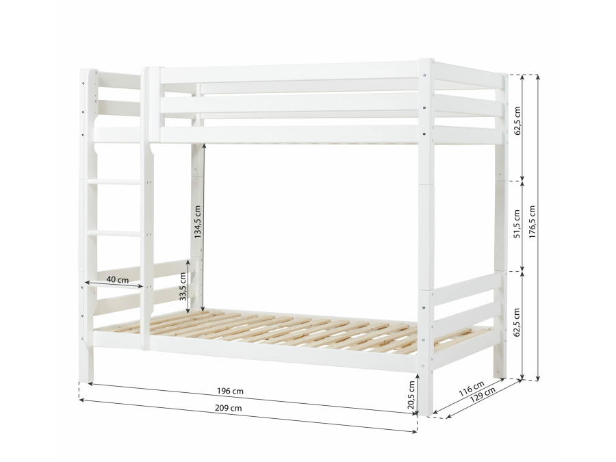 Hoppekids ECO Luxury hoog stapelbed 120x200 - rechte ladder - Afbeelding 4