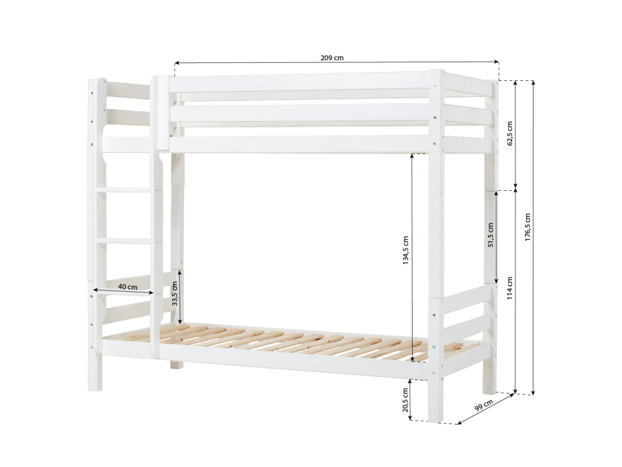 Hoppekids ECO Luxury hoog stapelbed 90x200 - rechte ladder - Afbeelding 9
