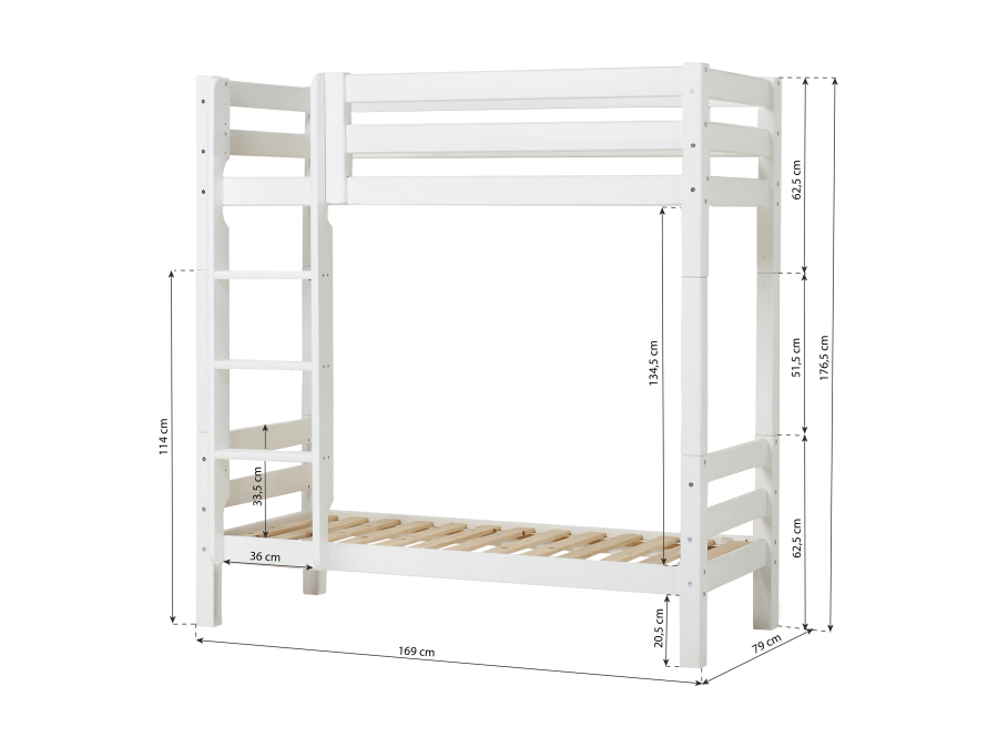 Hoppekids ECO Luxury hoog stapelbed 70x160 - rechte ladder - Afbeelding 6