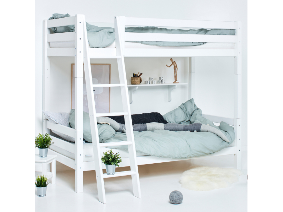 Hoppekids ECO Luxury hoog stapelbed 90x200 - schuine ladder - luxe bodems - Afbeelding 3