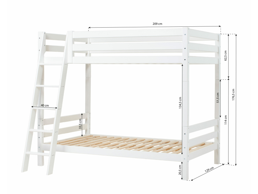 Hoppekids ECO Luxury hoog stapelbed 120x200 - schuine ladder - Afbeelding 4