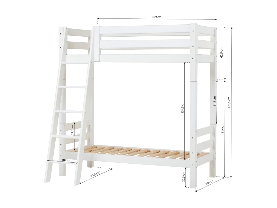 Hoppekids ECO Luxury hoog stapelbed 70x160 - schuine ladder - Afbeelding 4