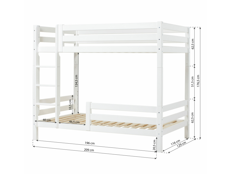 Hoppekids ECO Luxury hoog stapelbed met uitvalbeschermer 120x200 - rechte ladder - Afbeelding 4