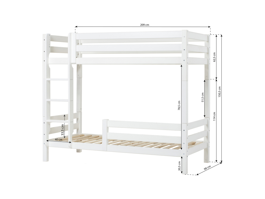 Hoppekids ECO Luxury hoog stapelbed met uitvalbeschermer 90x200 - rechte ladder - Afbeelding 4