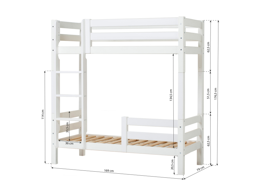 Hoppekids ECO Luxury hoog stapelbed met uitvalbeschermer 70x160 - rechte ladder - Afbeelding 4