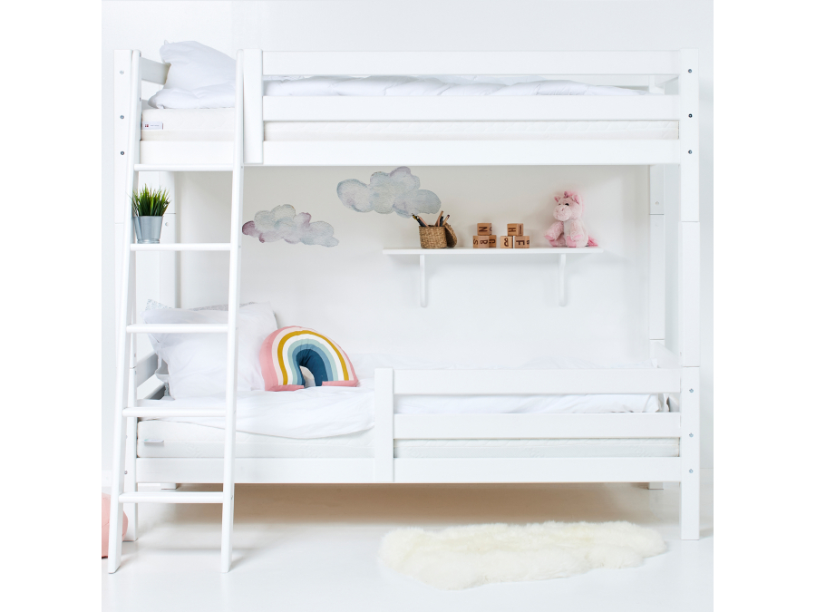 Hoppekids ECO Luxury hoog stapelbed met uitvalbeschermer 90x200 - schuine ladder - luxe bodems - Afbeelding 2