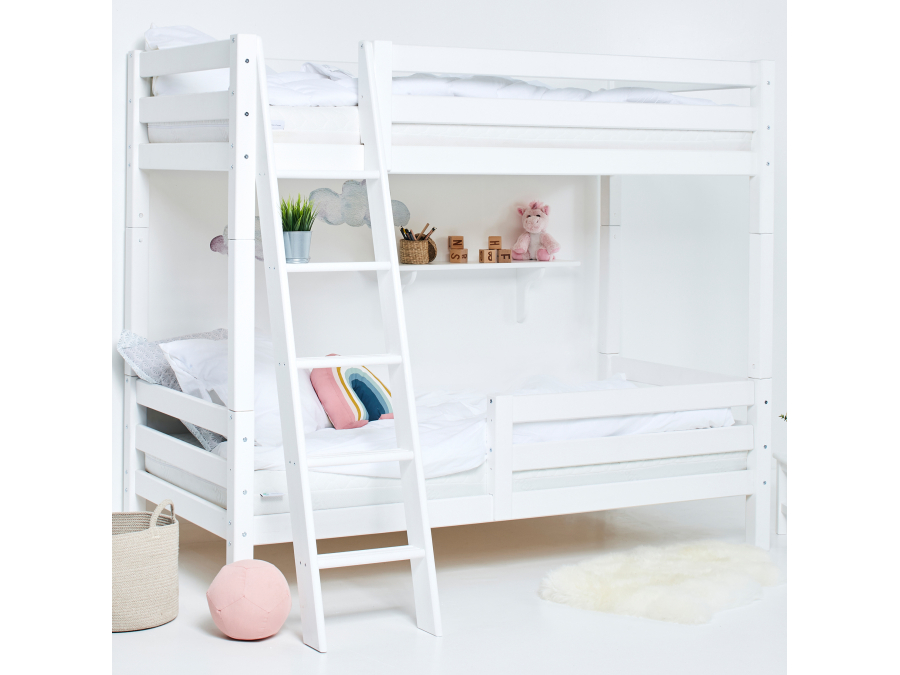 Hoppekids ECO Luxury hoog stapelbed met uitvalbeschermer 90x200 - schuine ladder - Afbeelding 3