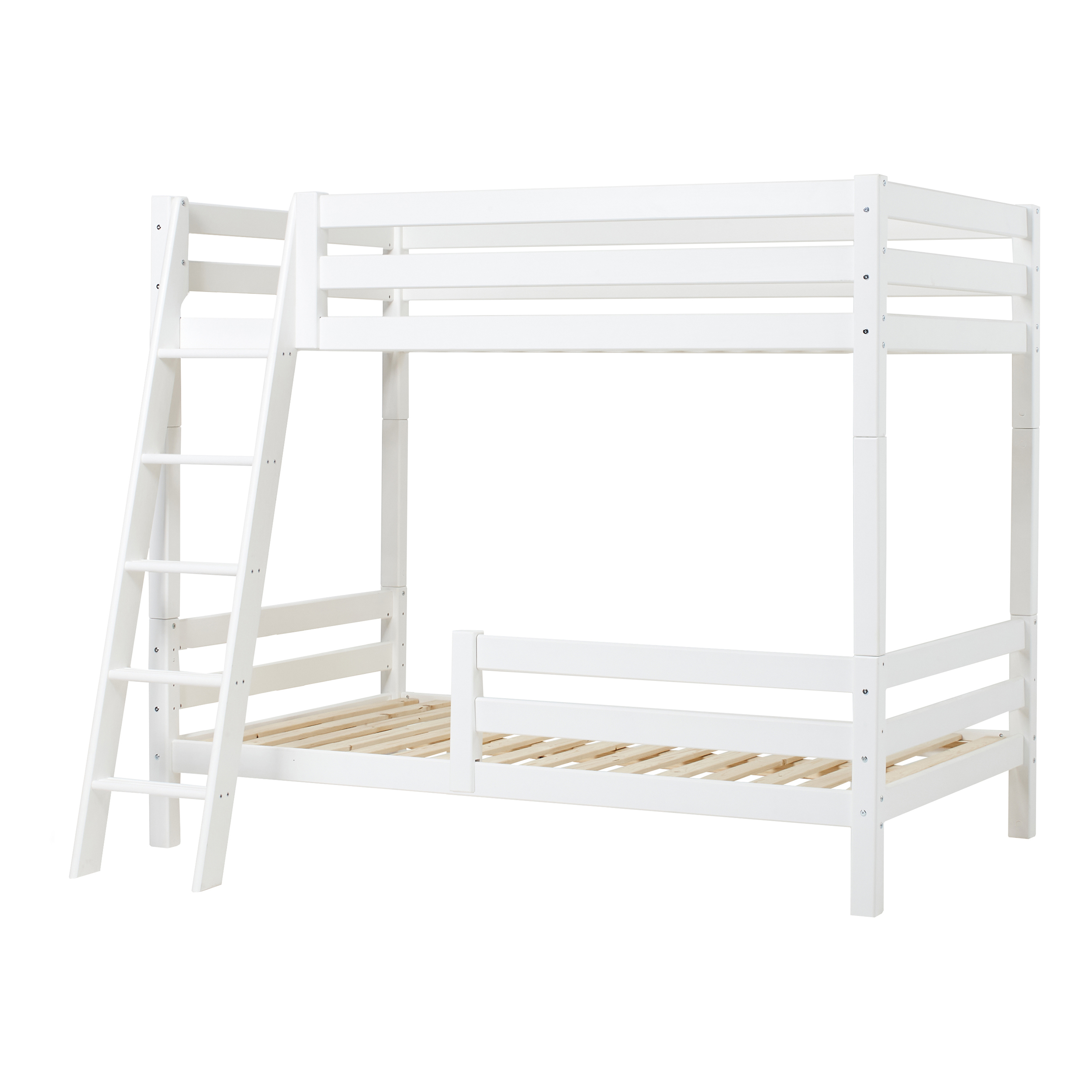 Hoppekids ECO Luxury hoog stapelbed met uitvalbeschermer 120x200 - schuine ladder