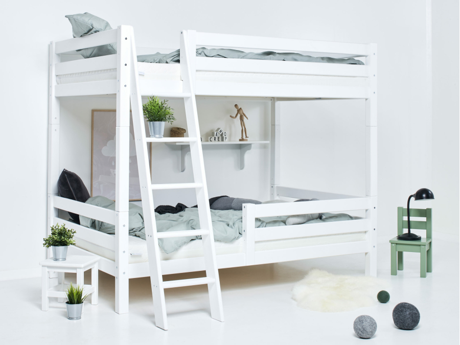 Hoppekids ECO Luxury hoog stapelbed met uitvalbeschermer 120x200 - schuine ladder - Afbeelding 3