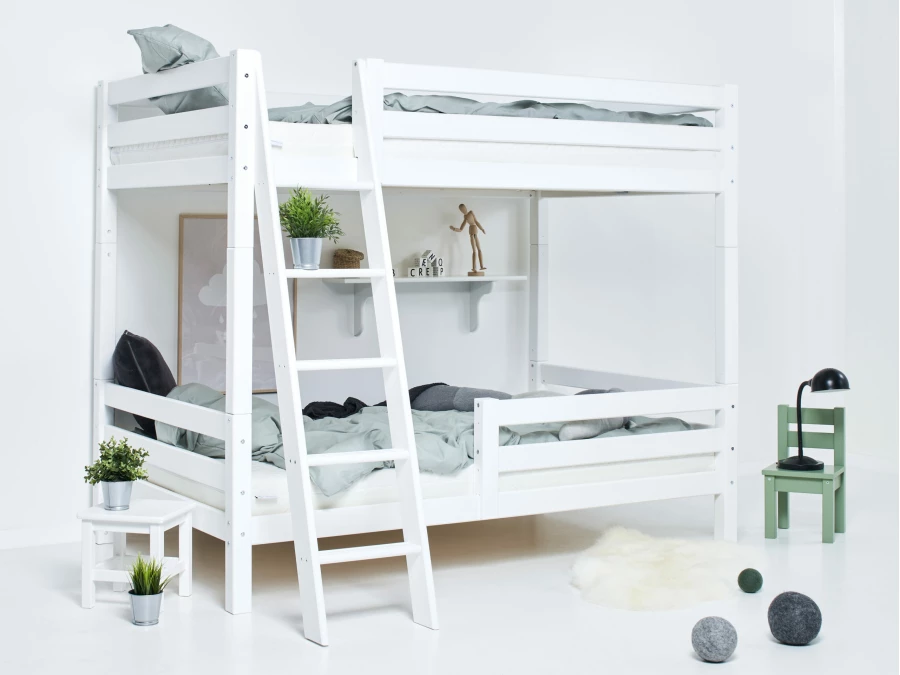 Hoppekids ECO Luxury hoog stapelbed met uitvalbeschermer 120x200 - schuine ladder - Afbeelding 3