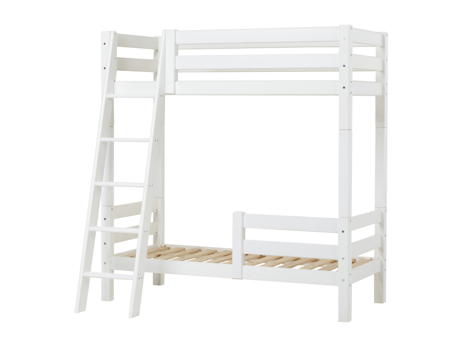 Hoppekids ECO Luxury hoog stapelbed met uitvalbeschermer 70x160 - schuine ladder