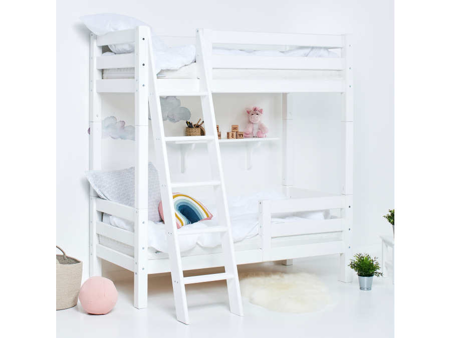 Hoppekids ECO Luxury hoog stapelbed met uitvalbeschermer 70x160 - schuine ladder - Afbeelding 3