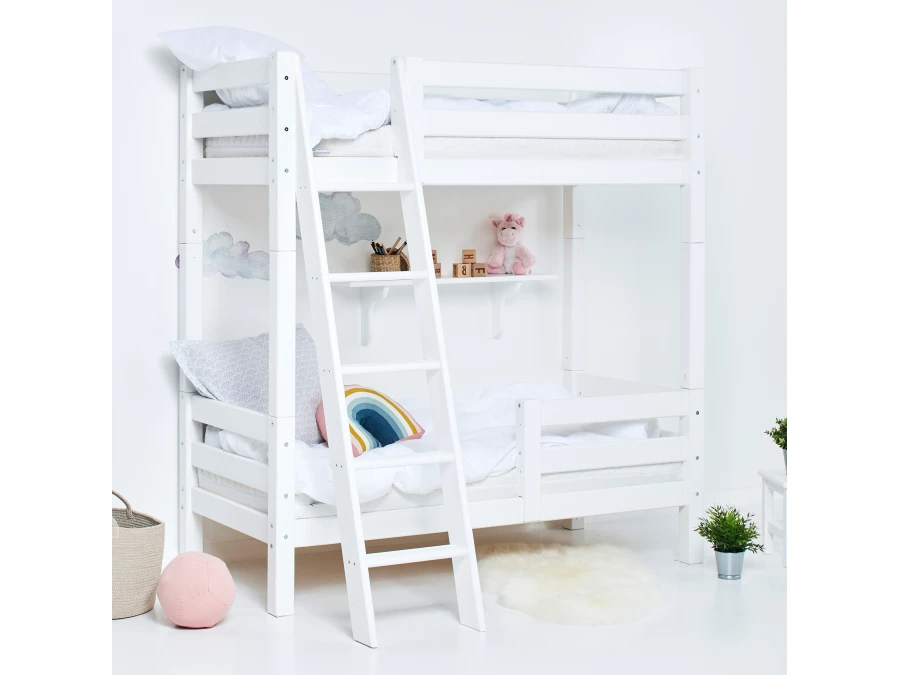Hoppekids ECO Luxury hoog stapelbed met uitvalbeschermer 70x160 - schuine ladder - Afbeelding 3