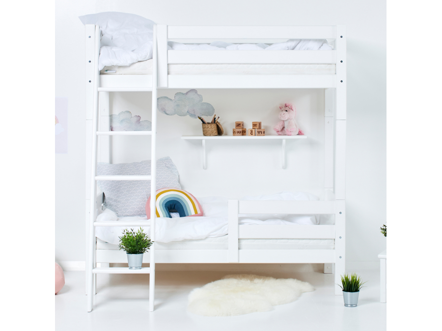 Hoppekids ECO Luxury hoog stapelbed met uitvalbeschermer 70x160 - schuine ladder - Afbeelding 2