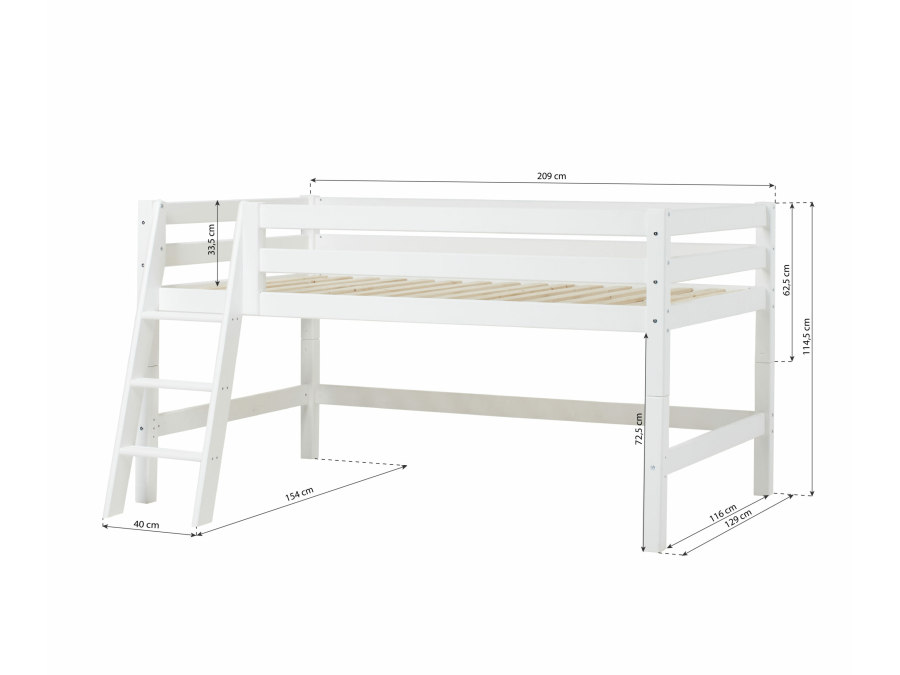 Hoppekids ECO Luxury halfhoogslaper 120x200 - schuine ladder - Afbeelding 4