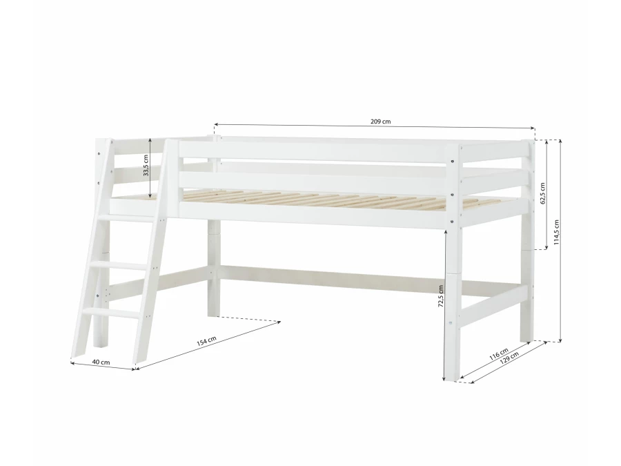 Hoppekids ECO Luxury halfhoogslaper 120x200 - schuine ladder - Afbeelding 4