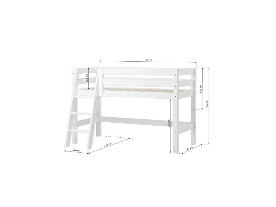 Hoppekids ECO Luxury halfhoogslaper 70x160 - schuine ladder - Afbeelding 6
