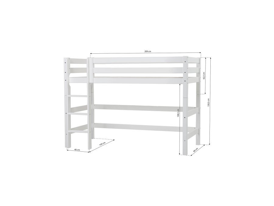 Hoppekids ECO Luxury verhoogde halfhoogslaper 90x200 - rechte ladder - Afbeelding 5
