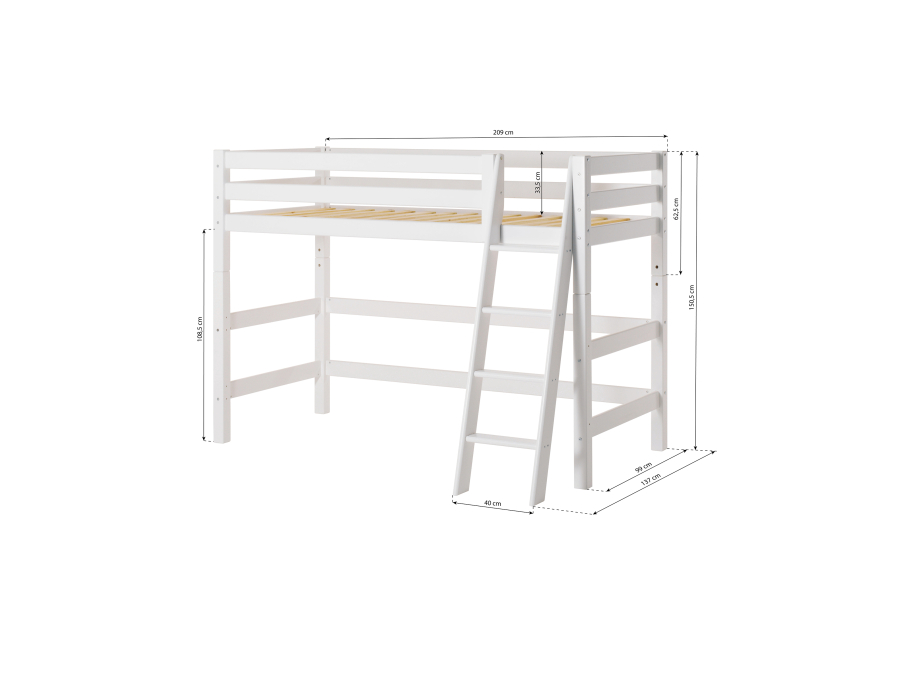 Hoppekids ECO Luxury verhoogde halfhoogslaper 90x200 - schuine ladder - Afbeelding 6