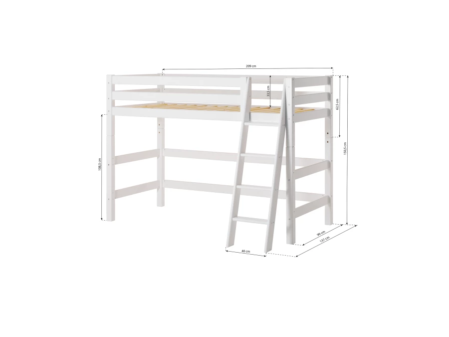 Hoppekids ECO Luxury verhoogde halfhoogslaper 90x200 - schuine ladder - Afbeelding 6