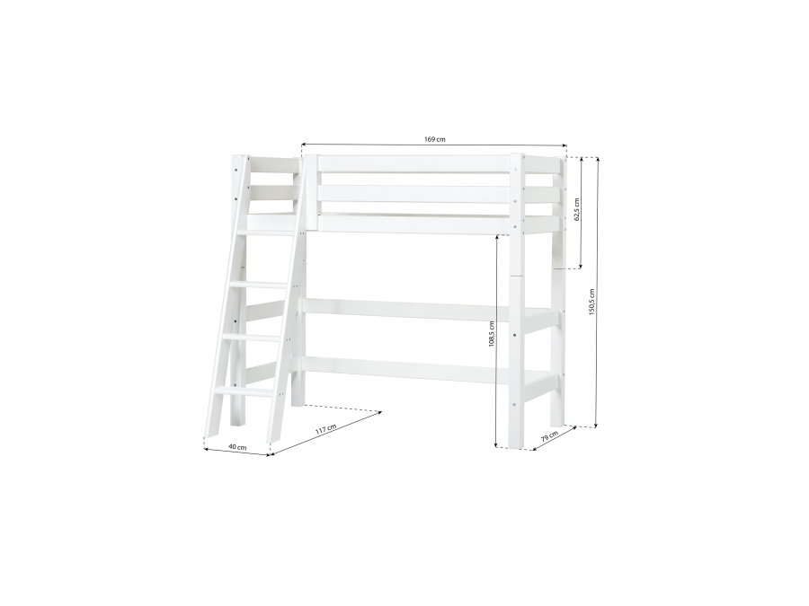 Hoppekids ECO Luxury verhoogde halfhoogslaper 70x160 - schuine ladder - Afbeelding 6