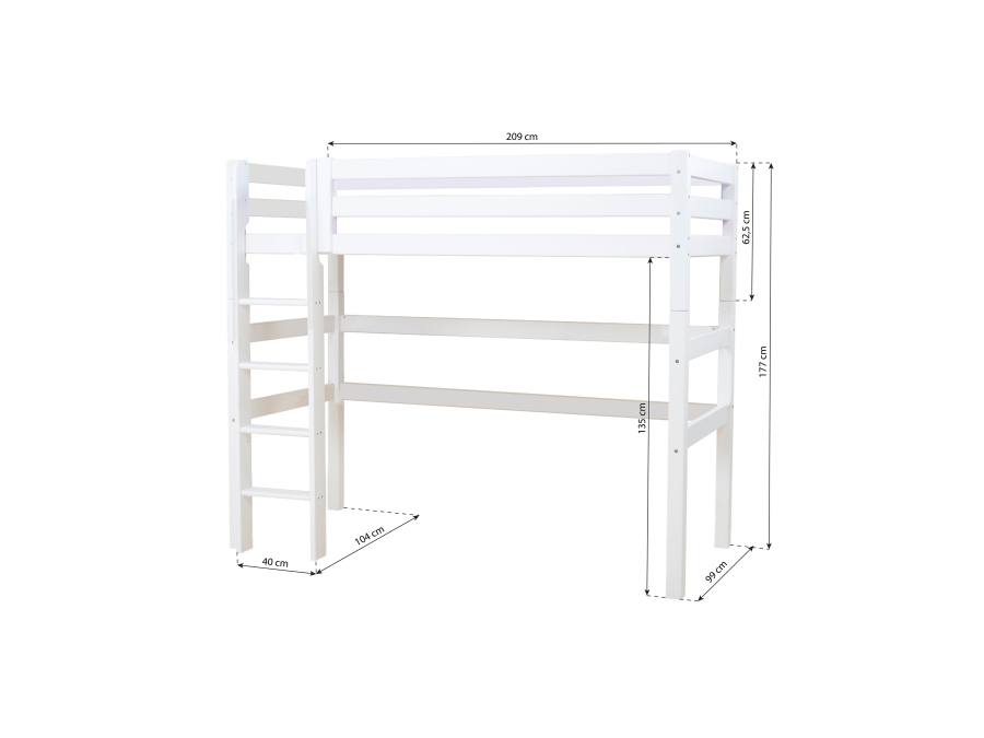 Hoppekids ECO Luxury hoogslaper 90x200 - rechte ladder - luxe bodem - Afbeelding 5