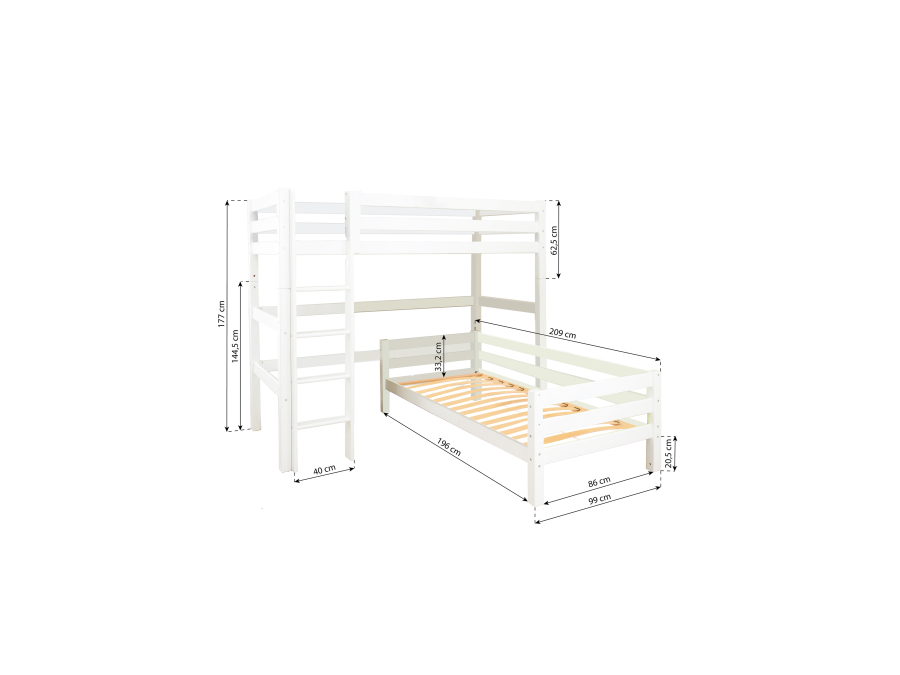 Hoppekids ECO Luxury hoekstapelbed 90x200 - rechte ladder - luxe bodems - Afbeelding 2