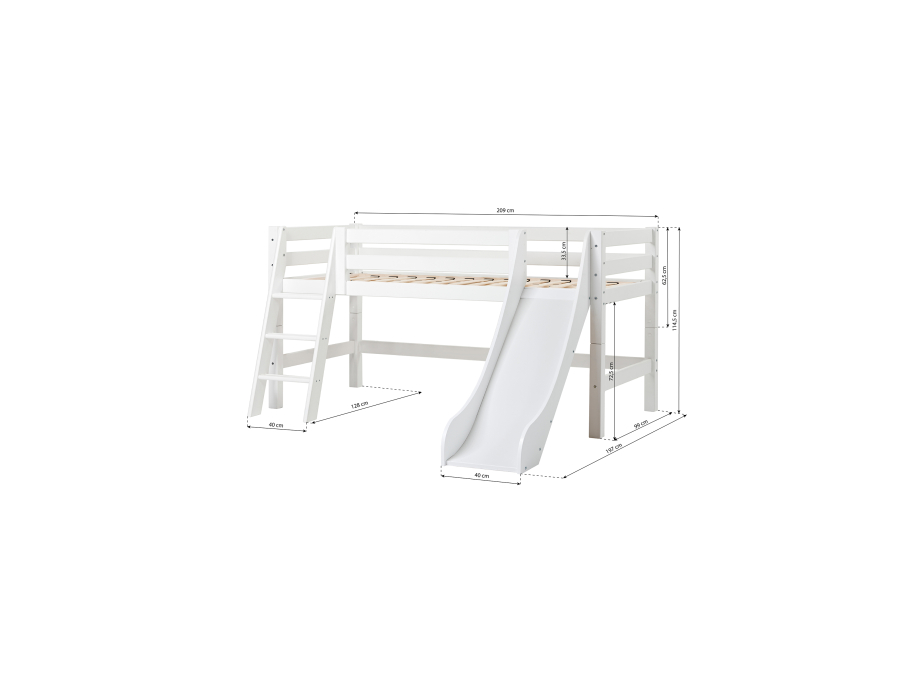 Hoppekids ECO Luxury halfhoogslaper met glijbaan 90x200 - schuine ladder - luxe bodem - Afbeelding 4