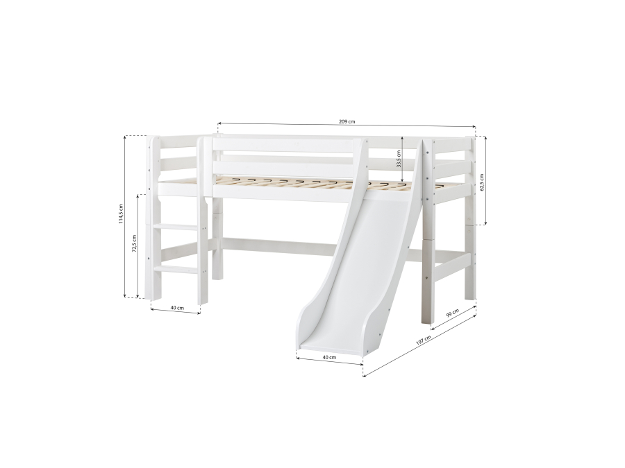 Hoppekids ECO Luxury halfhoogslaper met glijbaan 90x200 - rechte ladder - luxe bodem - Afbeelding 4