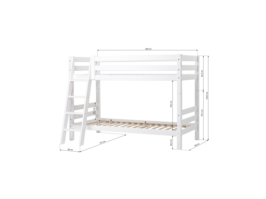 Hoppekids ECO Luxury stapelbed 90x200 - schuine ladder - luxe bodem - Afbeelding 4