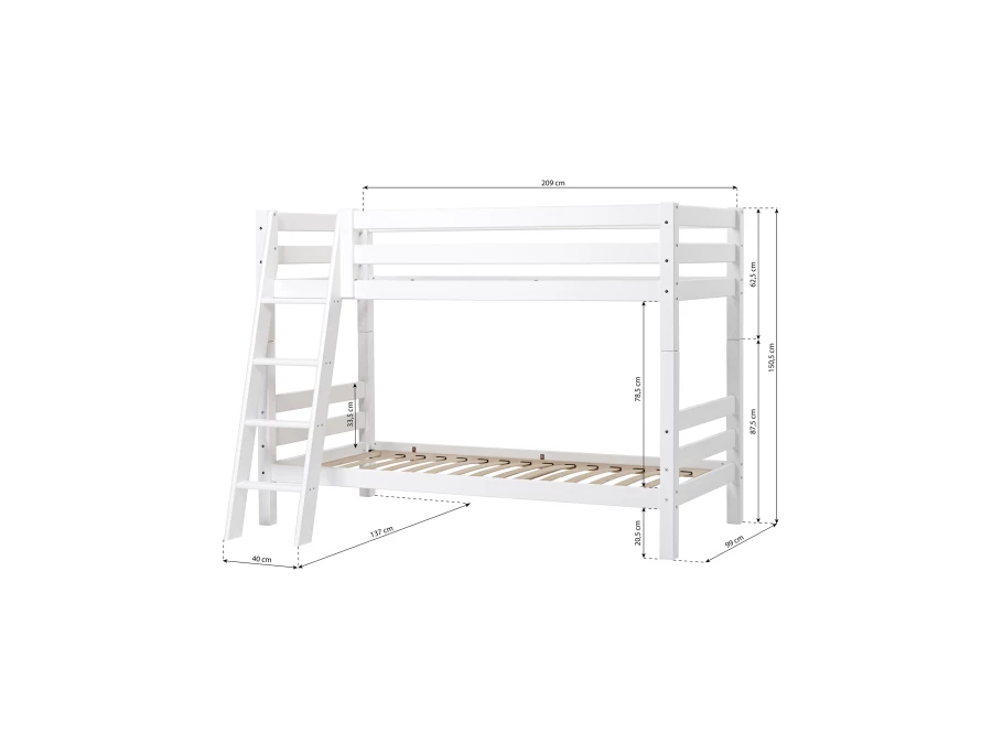 Hoppekids ECO Luxury stapelbed 90x200 - schuine ladder - luxe bodem - Afbeelding 4