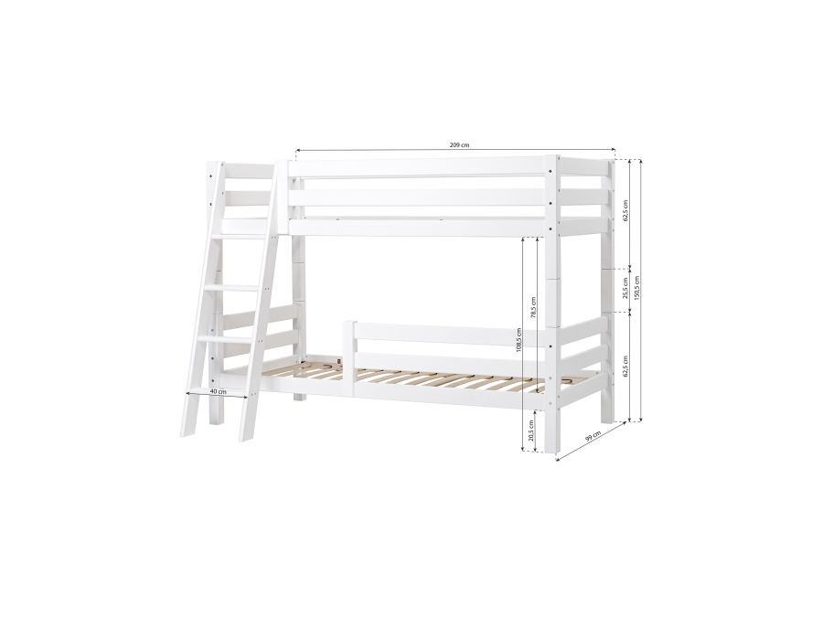 Hoppekids ECO Luxury stapelbed met uitvalbeschermer 90x200 - schuine ladder - luxe bodems - Afbeelding 5