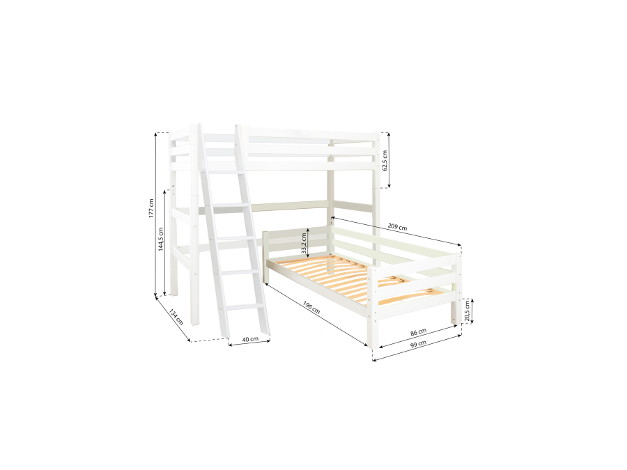 Hoppekids ECO Luxury hoekstapelbed 90x200 - schuine ladder - luxe bodems - Afbeelding 2